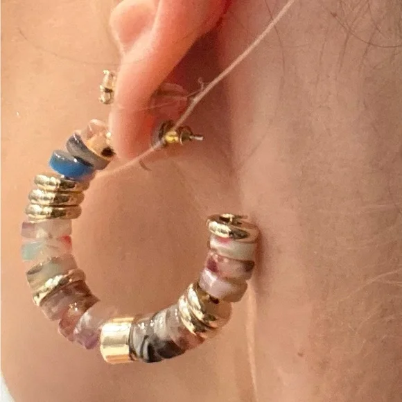 LOFT Gold and Multicolor Hoop Earrings - Picture 4 of 4